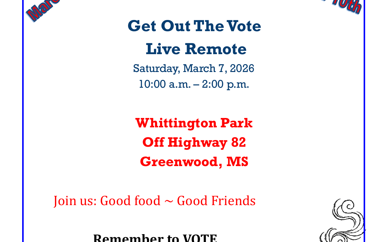 Get Out The Vote March 7, 2026 10:00 a.m. – 2:00 p.m.